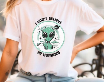 Funny Alien Middle Finger Shirt: Retro Graphic Tee