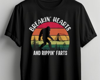 Camiseta divertida de Pie Grande: "Rompiendo corazones y disparando pedos" de Sasquatch