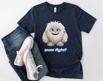 Cute Abominable Snowman shirt "snow fight?"  Funny Yeti Shirt Hilarious Yeti Shirt Unique gift idea Cool Yeti tee Witty shirt
