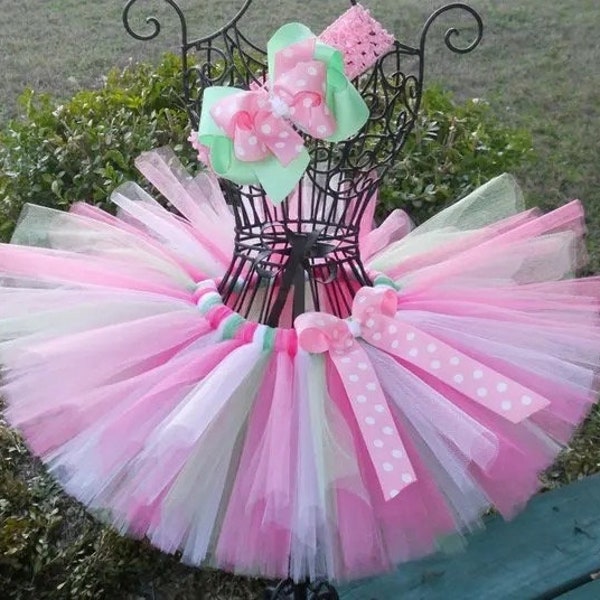 Baby Toddler Girls Tutu Skirt | Pettiskirt | Tulle | Headband Bow | Birthday | Photoshoot | Big Girls | Baby Girl | Cake Smash | 6M-9Y