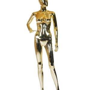 Gold Female Mannequin: Full Body Display Form with Metal Stand