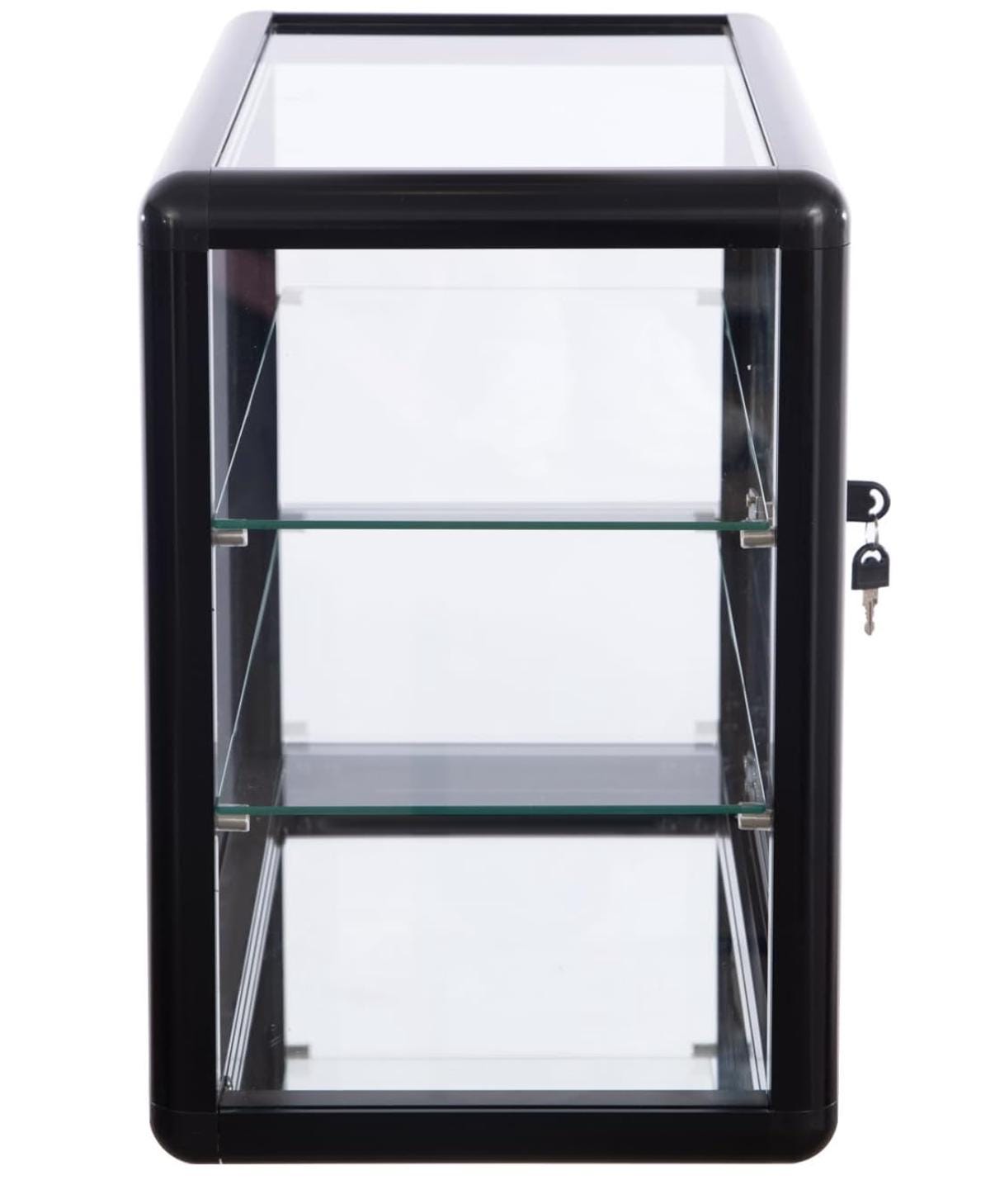 Lockable Tempered Glass Display Case: Aluminum Frame Countertop ...