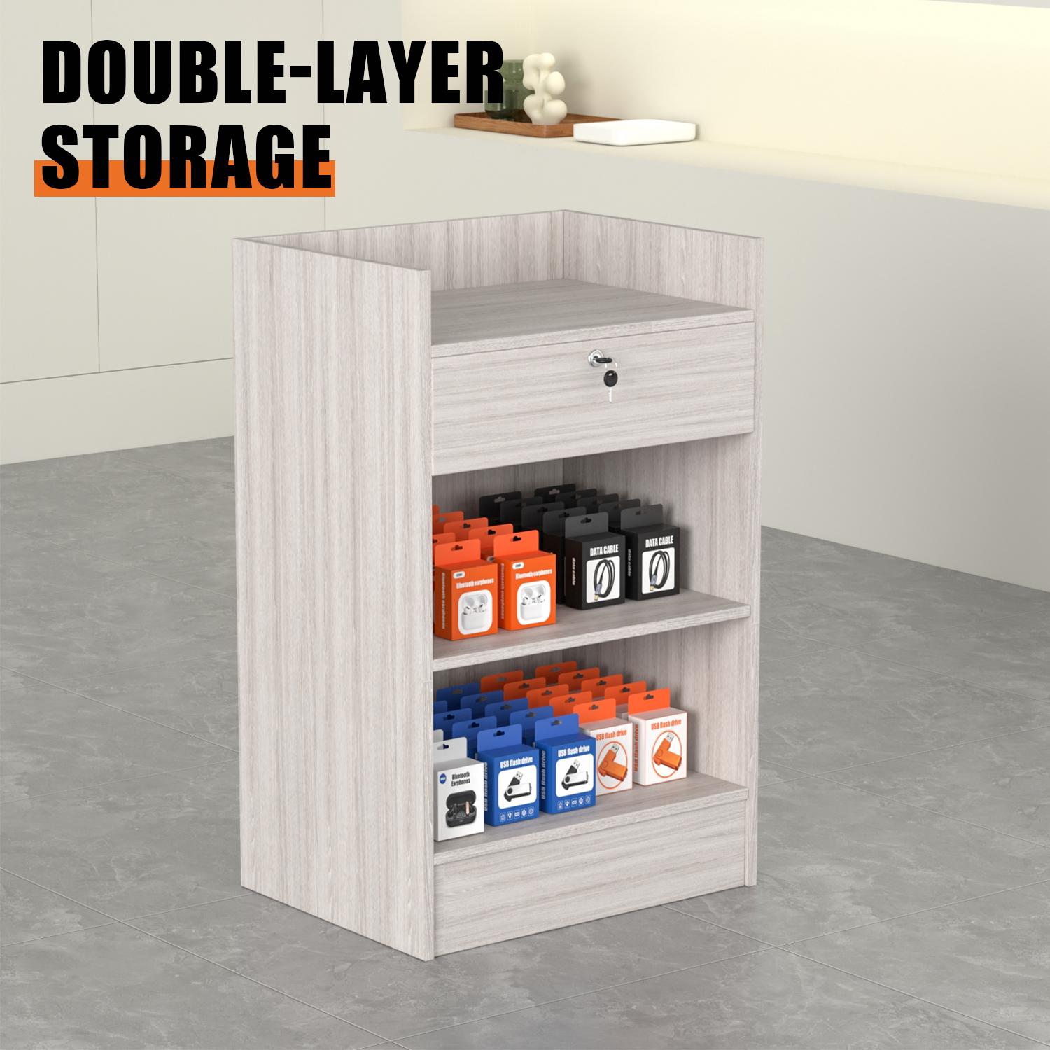 Retail Counter Wraps Retail Cash Wrap Counter: Compact Checkout Desk With Drawer (24x18x38