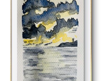 Tempête aquarelle dans la mer