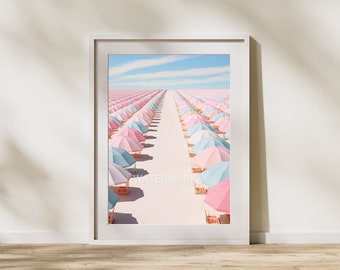beach umbrellas, pastel beach, digital download