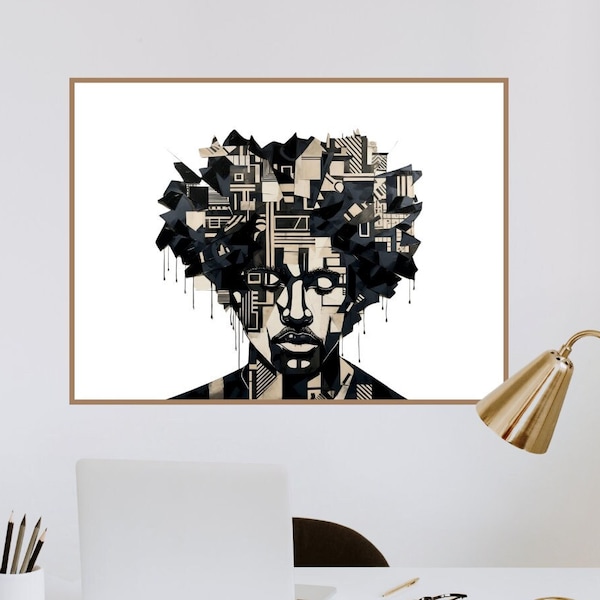 Black Afro Men Art Poster, Black Man art, Black Man Wall Art, Black Male Art, African Black Man Art, Black Men Art, African American Art