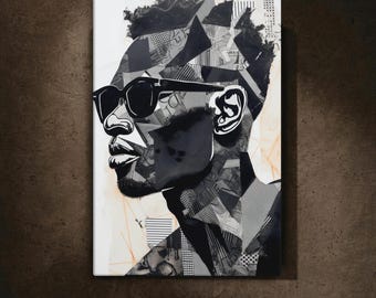 Modern African American Man Portrait Art: Abstract Canvas Print