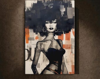 Impresión en lienzo de arte abstracto moderno de mujer negra