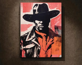 Black Cowboy Wall Art | African American Western Art | Black Resilience & Heritage Decor | Afro Western Canvas Print
