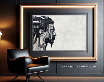 Black Man Art - Men Mental Health - Wall Art Gift for Black Male