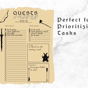 Printable to Do List | Skyrim Inspired | Daily To-do Png Checklist | A4 ...