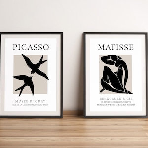 Henri Matisse Print Picasso Poster | Matisse and Picasso Print Set of 2 | Digital Wall Art Prints | Beige and black decor wall art |Download