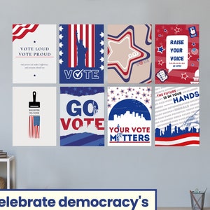 US Elections, Vote Posters, Election Posters, Election, President elections, Set of 9 Digital Vote 2024 Election Campaign Posters