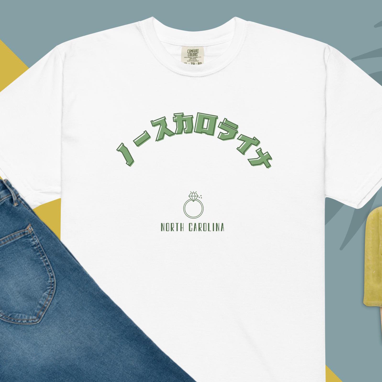 North Caroline T-Shirt | Japanese Writing & Emerald ring Design | Gift Idea for Unisex