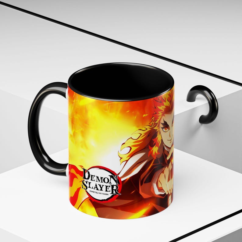 Kyojuro Rengoku-mok, Demon Slayer-beker, anime-koffiemok, 11oz, 15oz, keramieken drinkgerei van hoge kwaliteit afbeelding 5