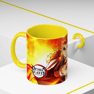 Kyojuro Rengoku-mok, Demon Slayer-beker, anime-koffiemok, 11oz, 15oz, keramieken drinkgerei van hoge kwaliteit afbeelding 6