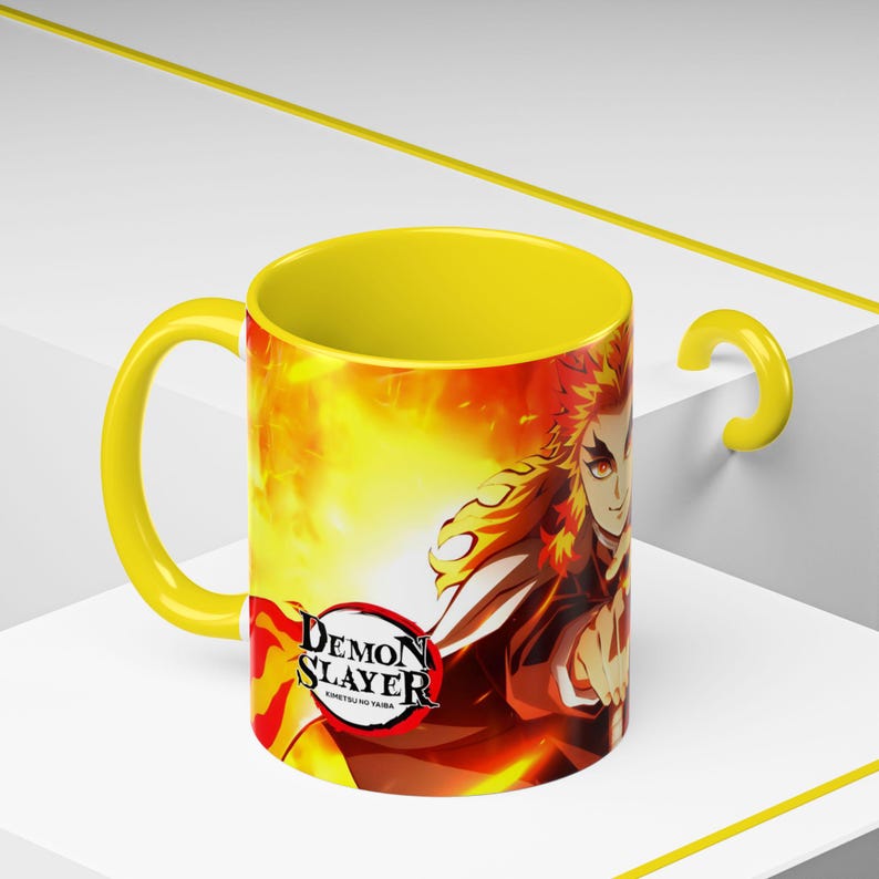 Kyojuro Rengoku-mok, Demon Slayer-beker, anime-koffiemok, 11oz, 15oz, keramieken drinkgerei van hoge kwaliteit afbeelding 6