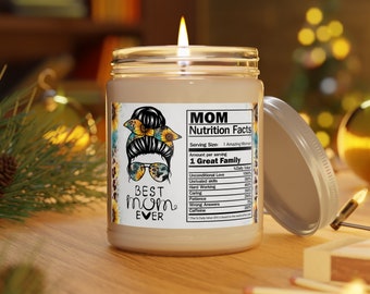 Best Mom Ever Nutrition Facts, Sunflowers, Gifts for Mom, Mothers Day Gift, Scented Candles, 9oz