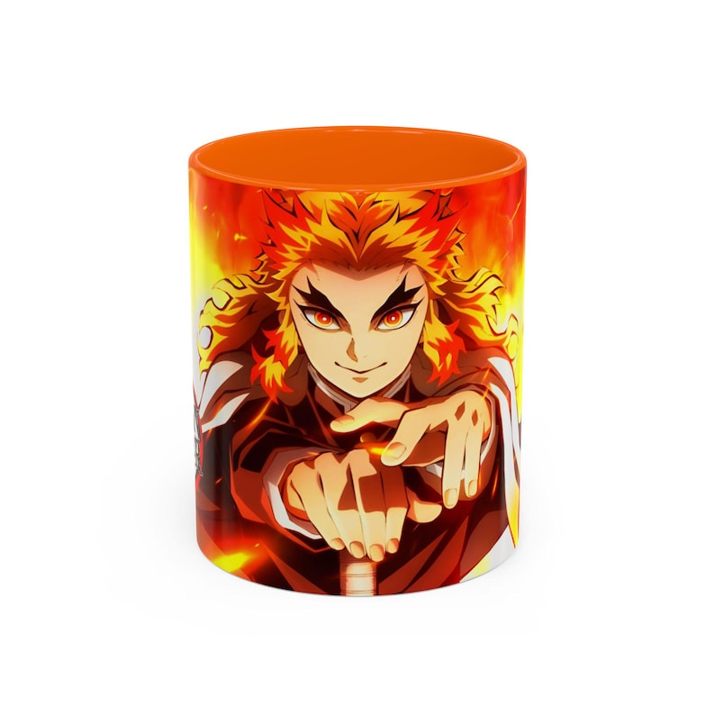 Kyojuro Rengoku-mok, Demon Slayer-beker, anime-koffiemok, 11oz, 15oz, keramieken drinkgerei van hoge kwaliteit afbeelding 1
