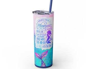 Advice from a Mermaid Skinny Tumbler with Straw, 20oz