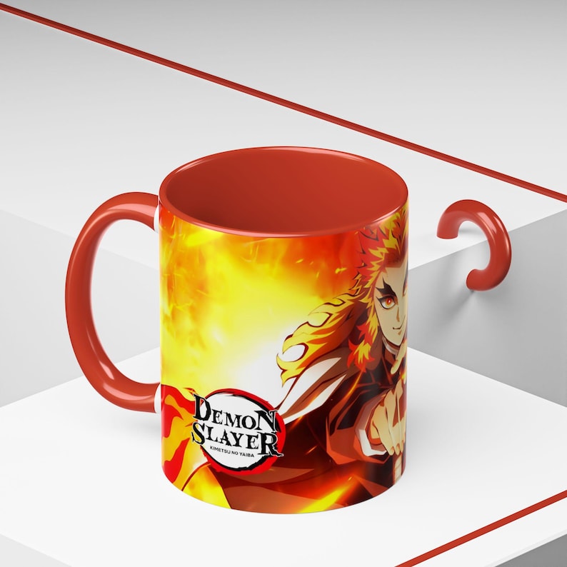 Kyojuro Rengoku-mok, Demon Slayer-beker, anime-koffiemok, 11oz, 15oz, keramieken drinkgerei van hoge kwaliteit afbeelding 4