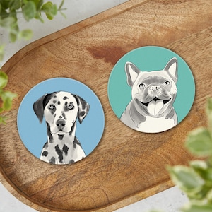 Illustrated Dog Coasters | Ceramic Stone Coasters | Gift for Dog Lovers