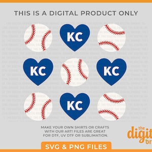 Royals Heart + Baseball Grid SVG & PNG Bundle | Kansas City Baseball Clip Art | Royals Digital Download | Forever Royal Shirt