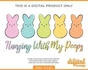 Pacchetto PNG Hanging With My Peeps solo / Clip Art / Download digitale di Pasqua / Maglietta di Pasqua, stampa a sublimazione/DTF/serigrafia cristiana e di fede