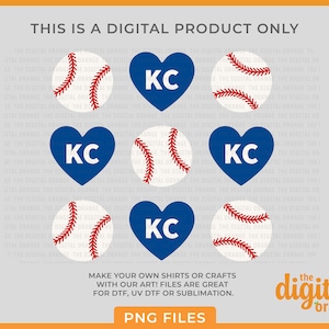 Royals Heart + Baseball Grid PNG Bundle | Kansas City Baseball Clip Art | Royals Digital Download | Forever Royal Shirt