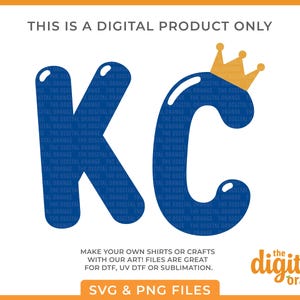 KC Baseball Balloon Letters SVG & PNG Bundle | Kansas City Crown Baseball Clip Art | Royal Digital Download | Forever Royal | Blue October