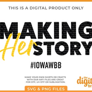 Iowa Making HERstory SVG & PNG Bundle | Hawkeyes Clip Art | Iowa Women&#39;s College Basketball Digital Download | Caitlin Clark Sublimation/Dtf