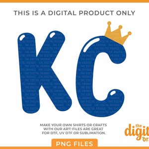 KC Baseball Balloon Letters PNG Bundle | Kansas City Crown Baseball Clip Art | Royal Digital Download | Forever Royal | Blue October DTF