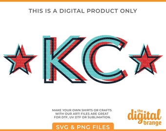 KC Star Offset SVG-PNG Bundle | Kc Current Soccer Art | Kansas City Soccer Digital Download | Kc Baby Shirt | Teal Town Sublimation/Dtf