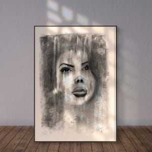 Original Charcoal Women Portrait ,Charcoal Drawing, Digital Print, Home Deco ,Pencil Drawing,Charcoal Pencil Art,Handmade Trendy Wall Design