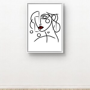 Minimalist Abstract Portrait, Line Drawing, Digital Art, Wall Hanging ...