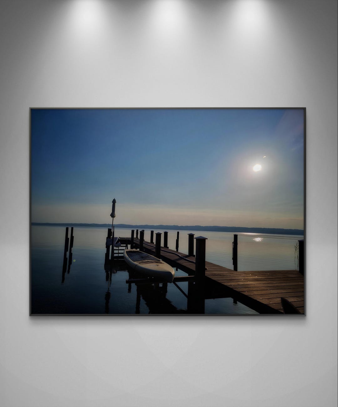 Boat Sky Dock Wall Art - Serene Lake Sunset Landscape Photography Print ...