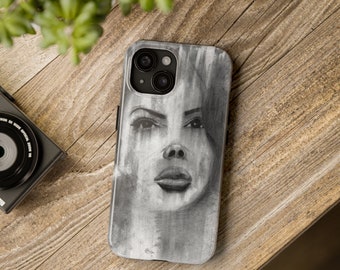 iphone 11,12,13,14,15, retrato a lápiz de carboncillo, diseño, fundas resistentes para teléfono