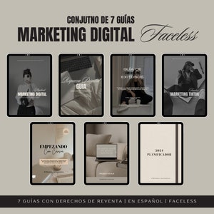 Set of 7 Guides in Spanish on Faceless Marketing with Resale Rights MRR PLR
