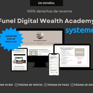 Funnel Digital Wealth Academy para Systeme | Plantilla embudo de ventas Systeme.io | Tunel Systeme con Derecho de Reventa