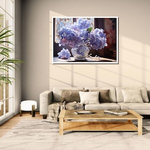 Pastel Blue Hydrangea Floral Still Life Art Print