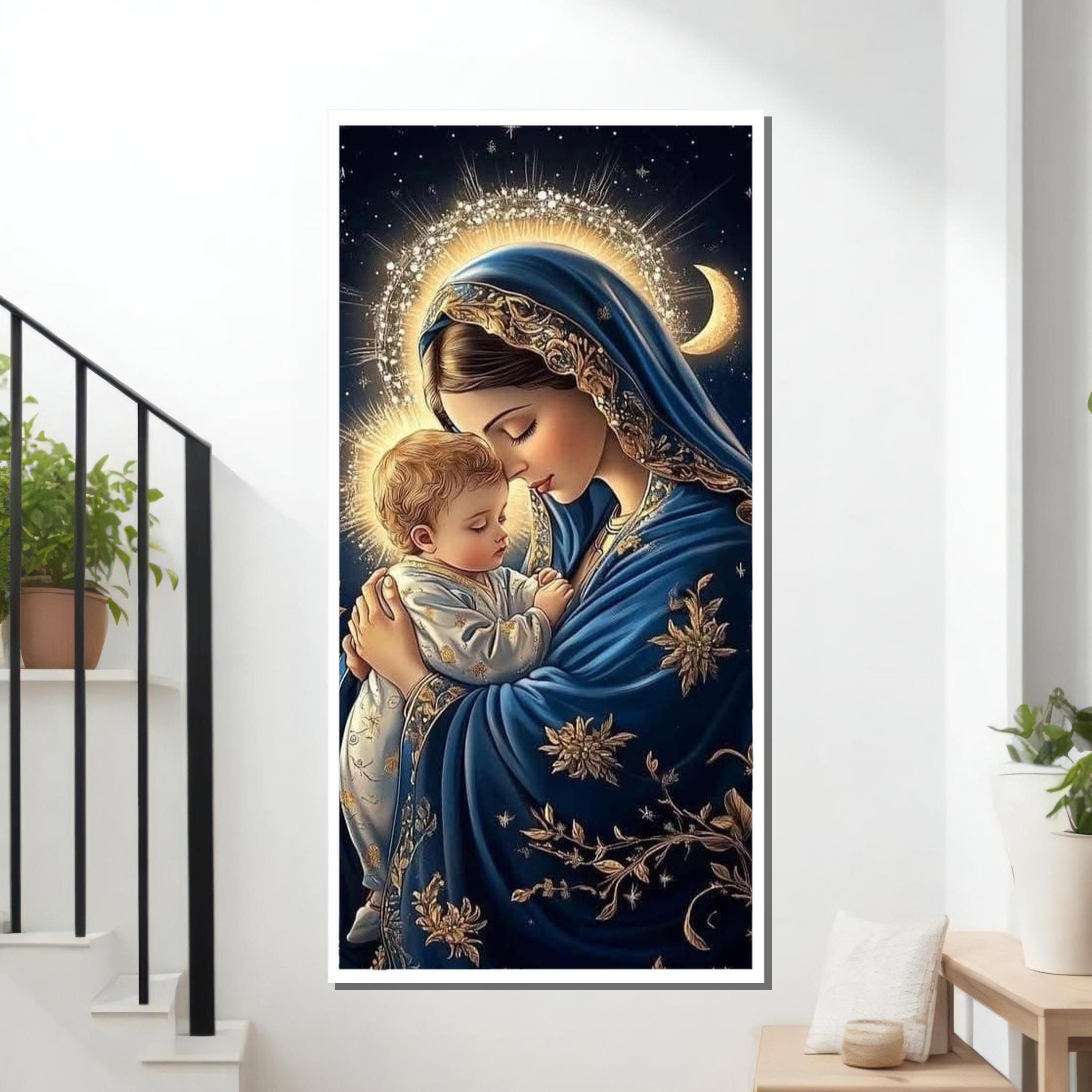 Virgin Mary and Child Art Print | Sacred Madonna Canvas - Etsy
