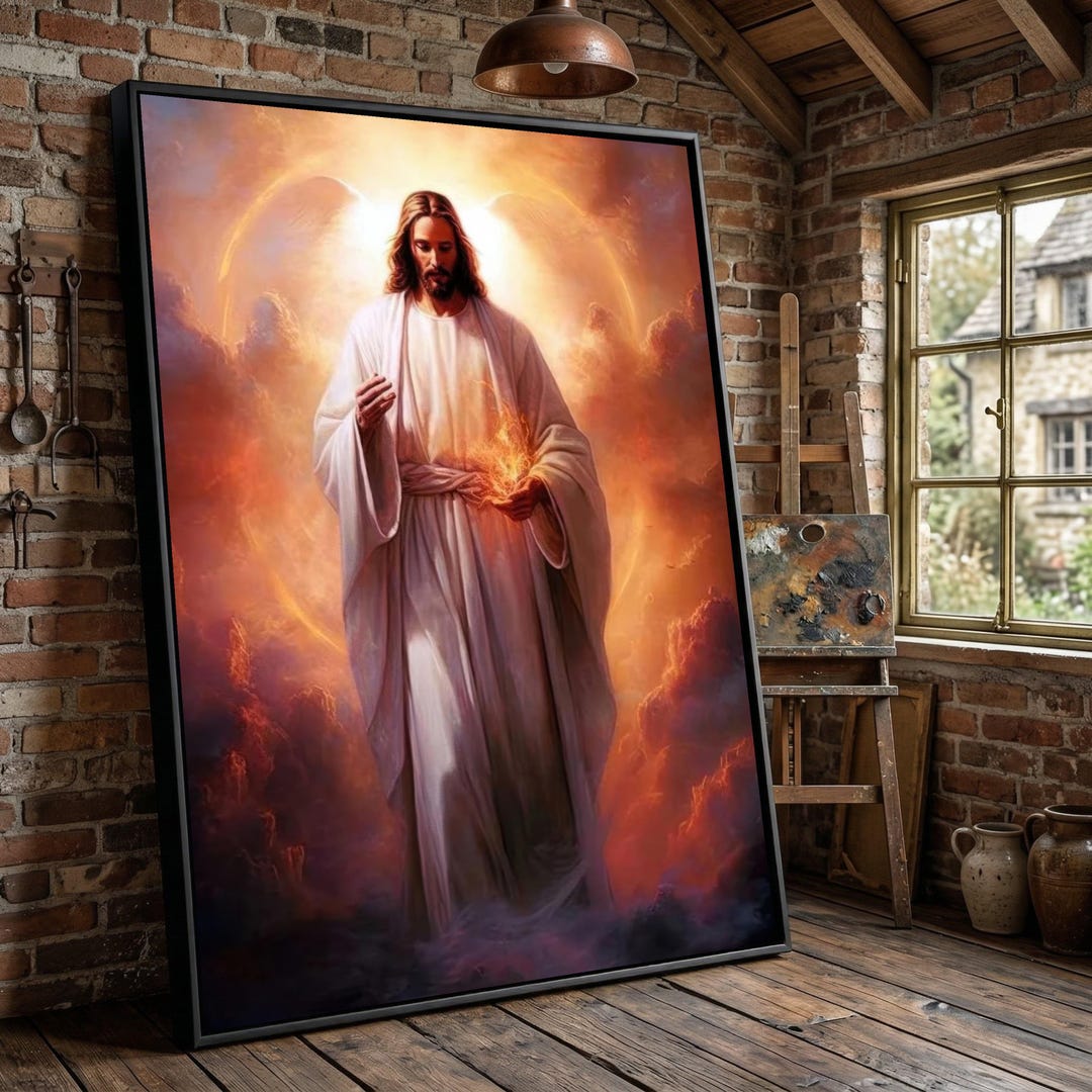 Sacred Jesus Christ Canvas Wall Art, Divine Light Painting, Christian ...