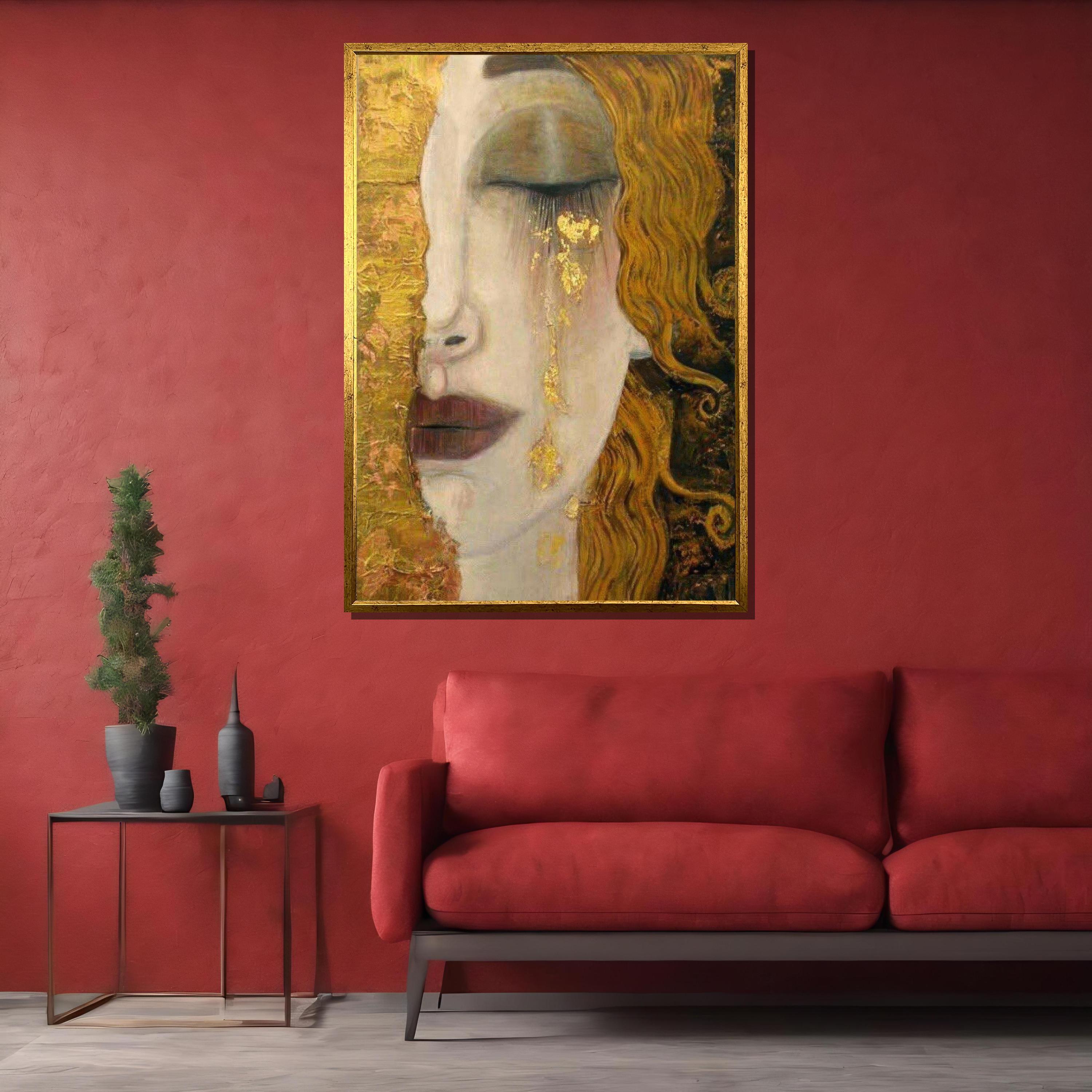 Gilded Tears Woman Portrait: Abstract Crying Woman Art Print - Etsy