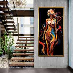 Abstract Woman Portrait Art Print: Modern Textured Face with Flower