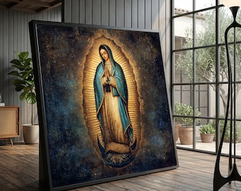 Lienzo de la Virgen de Guadalupe, Obra de arte religiosa de la Virgen María, Decoración espiritual para el hogar