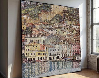 Gustav Klimt - Malcesine aan het Gardameer Vintage kunstprint - ingelijste muurkunst