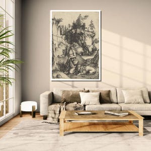 Albrecht Dürer Kunstdruck | Der heilige Hieronymus in der Wüste | Vintage Renaissance Gravur | Christliche Wandkunst | Digital Download Altmeister"