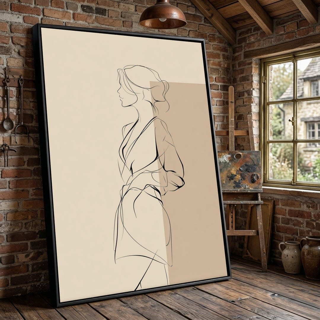 Minimalist Female Line Art Canvas, Abstract Woman Silhouette, Modern ...