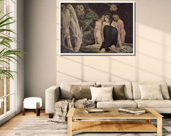 William Blake Inspired Mystic Art Print – Symbolic Mythological Wall Décor