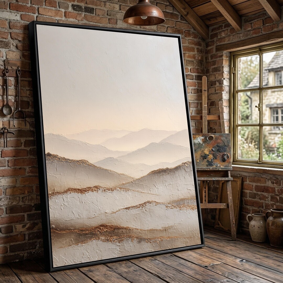 Soft Neutral Mountainscape Canvas Wall Art, Landscape Painting ...
